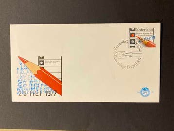 FDC 1977 Verkiezingszegel met datum [N.V.P.H. nr. E157], Ophalen of Verzenden, Gestempeld