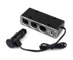 12 Volt Splitter Triple Met 1x USB - Zilver, Ophalen of Verzenden, Nieuw