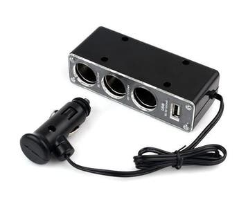 12 Volt Splitter Triple Met 1x USB - Zilver, Ophalen of Verzenden, Nieuw