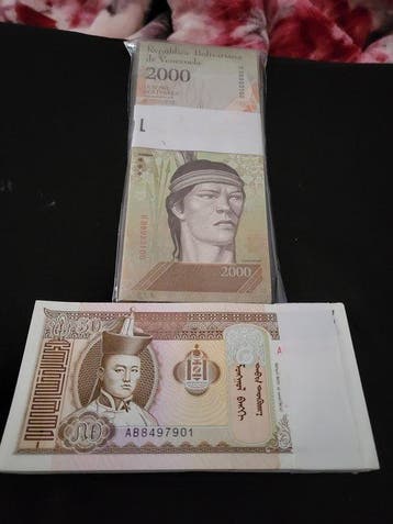 Venezuela, Mongolië. - 200 Banknotes - Various Dates (Zonder