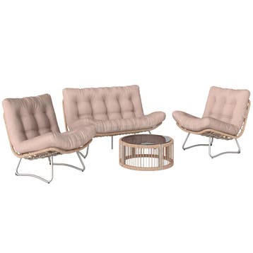 Tuinmeubelset 4-delig Polyrattan Lounge-Set Met Tweezitter 2, Tuin en Terras, Verzenden, Nieuw