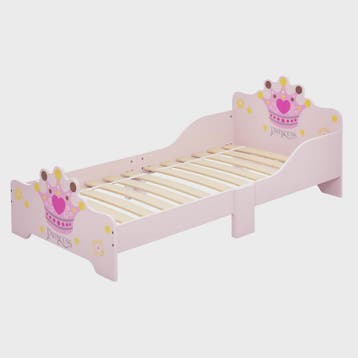 Roze Prinsessen Kinderbed 140x70 cm met Kroon Design - MDF H, Huis en Inrichting, Slaapkamer | Bedden, Verzenden, Nieuw