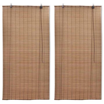 vidaXL Rolgordijnen 2 st 120x220 cm bamboe bruin, Verzenden, Nieuw, Bruin