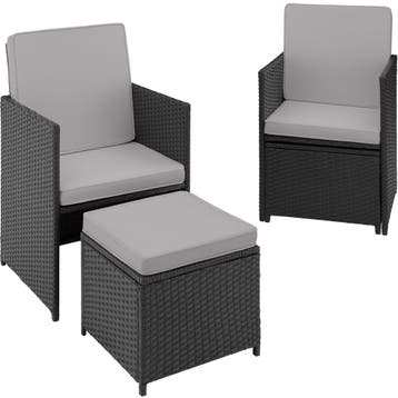 Wicker zitgroep Palermo 2+2+1 - zwart / grijs, Verzenden, Nieuw