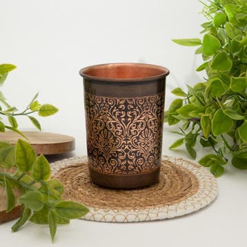 Puur koperen beker antique geëtst – 300 ml (zware, Ophalen of Verzenden, Nieuw