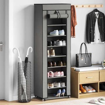 vidaXL Schoenenkast met hoes 57x29x162 cm stof grijs, Verzenden, Nieuw
