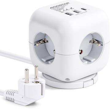 Stekkerdoos met usb - Met schakelaar - 1.5 Meter Verlengsnoe, Verzenden, Zo goed als nieuw