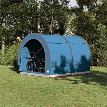 vidaXL Fietstent met dak met opslag Blauw 256 x 222 x 182 cm, Caravans en Kamperen, Verzenden, Nieuw, Tot en met 2