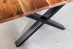 Massief houten eettafel MAMMUT 160cm acaciaboomrand X-frame, Huis en Inrichting, Tafels | Eettafels, Ophalen of Verzenden, Nieuw