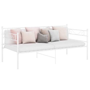 vidaXL Slaapbank metaal wit 90x200 cm, 90 cm, Eenpersoons, Verzenden, Wit