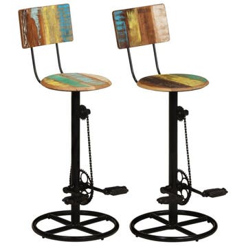 Industriele Barkruk Set - Gerecycled Hout | Tweedekansje, Nieuw, Ophalen of Verzenden, 90 cm of meer, Hout