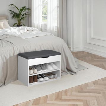 Schoenenkast Jasmina met zitkussen 60x30x43,5cm - wit, Verzenden, Nieuw
