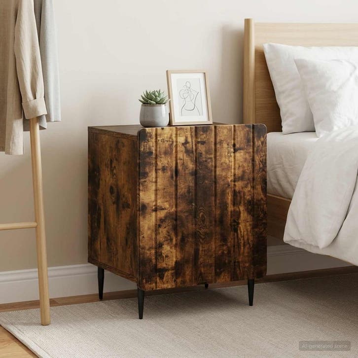 vidaXL Nachtkastje 2 pcs Gerookt eiken 43 x 34,5 x 52 cm, Huis en Inrichting, Slaapkamer | Nachtkastjes, Nieuw, Minder dan 45 cm
