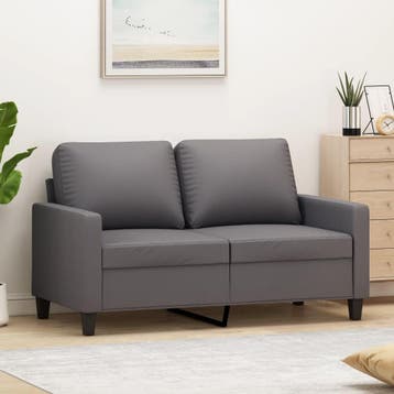 vidaXL Tweezitsbank 120 cm kunstleer grijs, Verzenden, Leer, Minder dan 150 cm, Nieuw