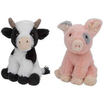 Pluche boerderijdieren knuffels - koe en varken - 23 cm, Verzenden, Nieuw