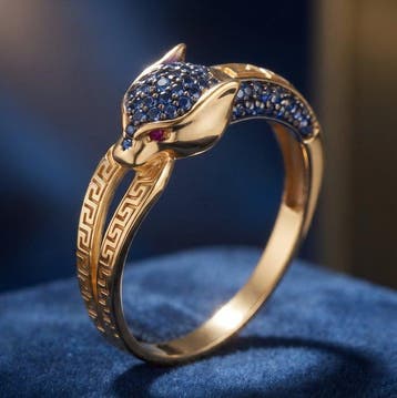 Zonder minimumprijs - Ring 18k goudverguld, Zilver Saffier -, Nieuw