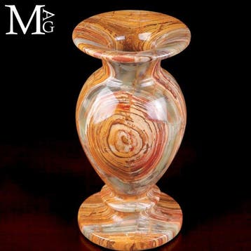 Bloemhouder van natuurlijk multicolor-onyx - Hoogte: 195 mm