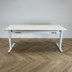 Haworth verstelbaar bureau vv kabelgoot  200x80 cm, wit, Ophalen of Verzenden, In hoogte verstelbaar, Gebruikt