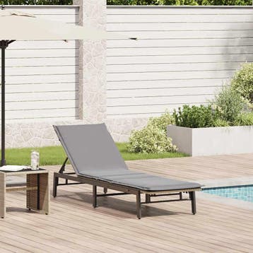 vidaXL Ligstoel met kussen beige polyrotan, Verzenden, Nieuw
