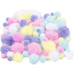 Pom-poms, d 15-40 mm, glitter, pastelkleuren, 62 gr/ 1 doos, Nieuw