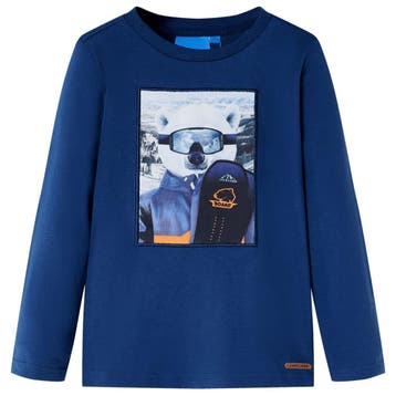 vidaXL Kindershirt met lange mouwen 128 jeansblauw, Verzenden, Nieuw