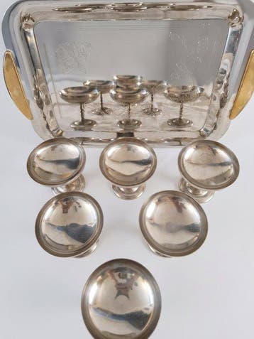 SAF - Champagneglas (7) - 24 kt goud - Met plateau