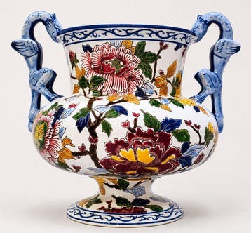 Gien France - M S - Vaas - Pioenen - Creamware - Gien vaas