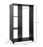 Kledingkast op Wielen 80×40×128 cm –Open Planken en Hangrail, Verzenden, Nieuw