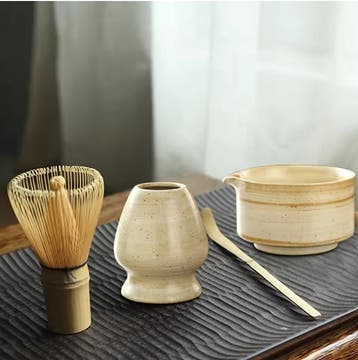 4-Delige Japanse Matcha Set – Kom, Bamboe Klopper ren Lepel, Verzenden, Nieuw