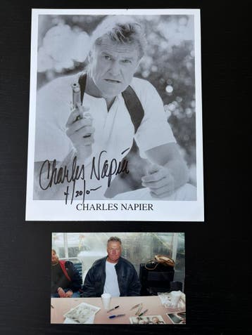 Handgesigneerde foto Charles Napier, Ophalen of Verzenden, Nieuw, Film, Foto of Kaart