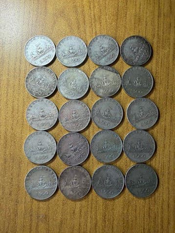 Italië, Republiek 500 Lire Anni vari Caravelle (20 monete)