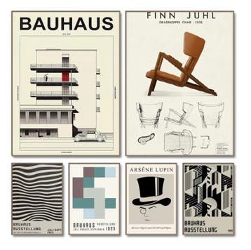 Bauhaus Zwart-Wit Minimalistische Canvas Poster Wandkunst, Nieuw