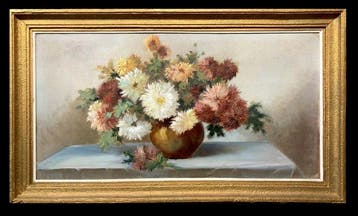 École Française (XX) - Bouquet à Chrysanthèmes