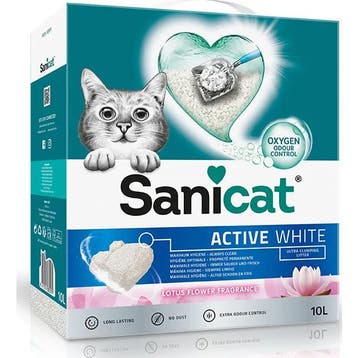 Sanicat Active White Lotus Flower kattenbakvulling 10 liter, Verzenden, Nieuw