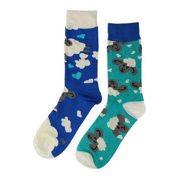 Sokken katoen - schaap print - blauw wit - maat 38-46, Kleding | Dames, Nieuw