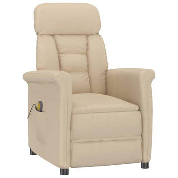 vidaXL Massagestoel Crème 96.5 x 70.5 x 95 cm Microvezel, Sport en Fitness, Massageproducten, Verzenden, Nieuw