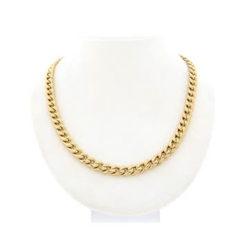 Gouden gourmetschakel collier met saffier (Ketting), Gebruikt, Ophalen of Verzenden, Met edelsteen, Goud