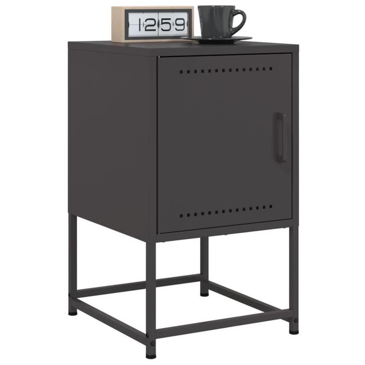 vidaXL Nachtkastjes 2 st 36x39x60,5 cm staal zwart, Huis en Inrichting, Slaapkamer | Nachtkastjes, Nieuw, Metaal of Aluminium