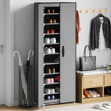vidaXL Schoenenkast 60x30x166 cm stof grijs, Verzenden, Nieuw