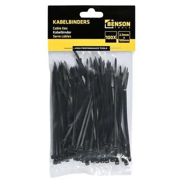 Tierips kabelbinder zwart 2,5x100 mm 100 stuks diadeem, Ophalen of Verzenden, Nieuw