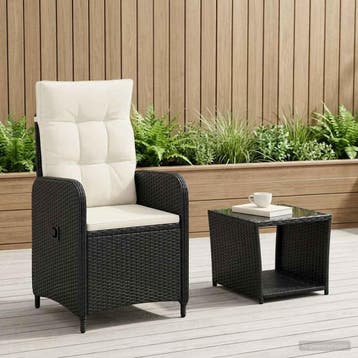 vidaXL Tuin loungeset 2 st Zwart en Cream Wit, Huis en Inrichting, Overige Huis en Inrichting, Verzenden, Nieuw