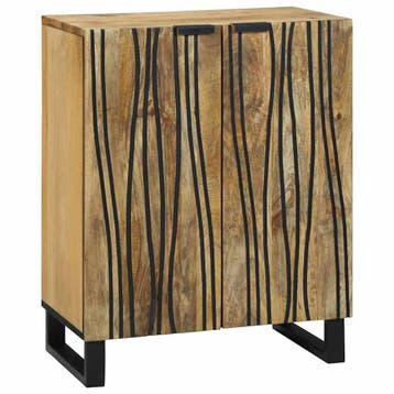 vidaXL Dressoir Naturel 60 x 33,5 x 75 cm Massief Mango Hout, Huis en Inrichting, Verzenden, Nieuw, Overige houtsoorten, Minder dan 50 cm