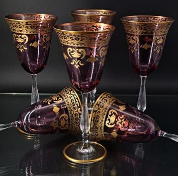 Artemisia Bohemia Firmati - Wijnglas (6) - Kristal, Goud
