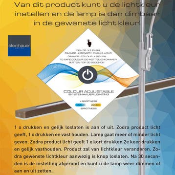 Steinhauer vloerlamp Zenith LED 7862ST Internetretour, Ophalen, Overige materialen, 100 tot 150 cm, Nieuw