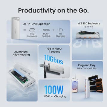Vention USB-C Hub & M.2 NVMe SSD Enclosure: 10Gbps, 100W PD, Verzenden, Nieuw