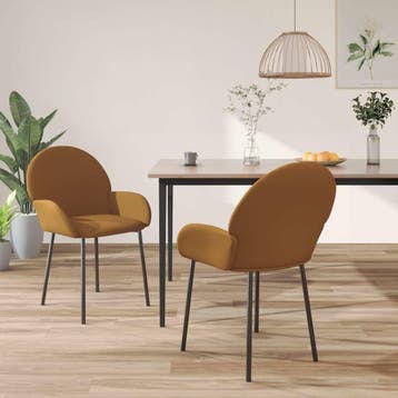 vidaXL Eetkamerstoelen 2 st fluweel bruin, Huis en Inrichting, Stoelen, Verzenden, Nieuw, Bruin