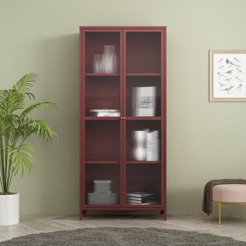 Vitrinekast Säkylä 180x80x35 cm bordeaux rood [en.casa], Verzenden, Nieuw