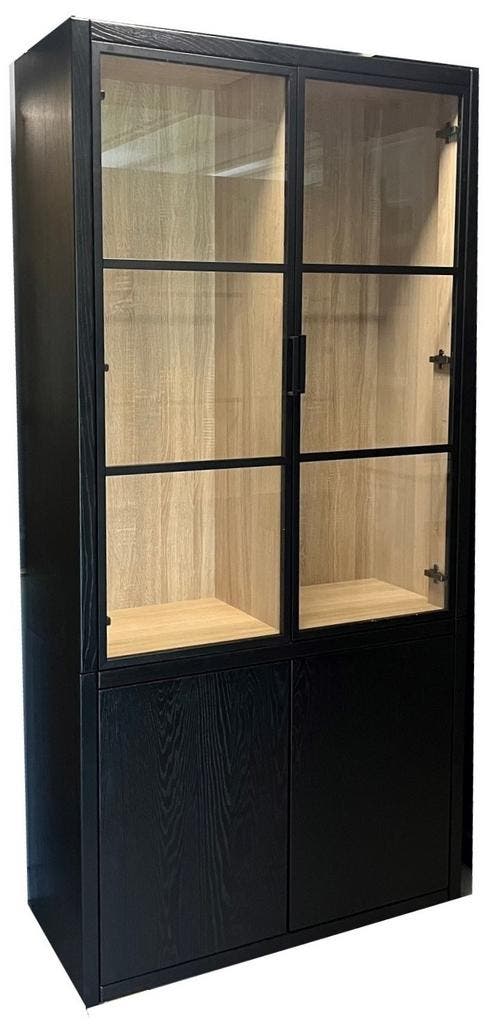 Buffetkast Heeze zwart eiken met stalen deuren 105cm |, Huis en Inrichting, Kasten | Buffetkasten, Ophalen of Verzenden