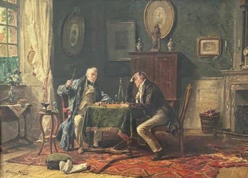 Gérard Portielie (1856-1929) - The Chess Game, Antiek en Kunst