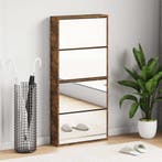 vidaXL Schoenenkast met spiegel 4-laags 63x17x134 cm gerookt, Verzenden, Nieuw